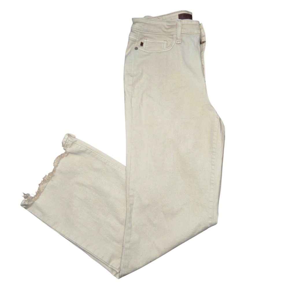 Judy Blue Beige Straight Fit Raw Hem 5 Pocket Denim Jeans JB82532C Womens 13/31